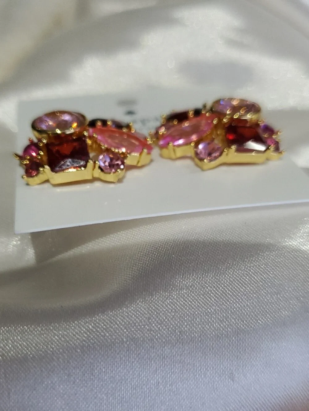 kate spade Pink & Red Crystal Cluster Earrings